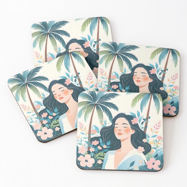 Item preview, Dreaming of a Hawaiian Summer Vacation women illustration print art designed and sold by naivnoia.