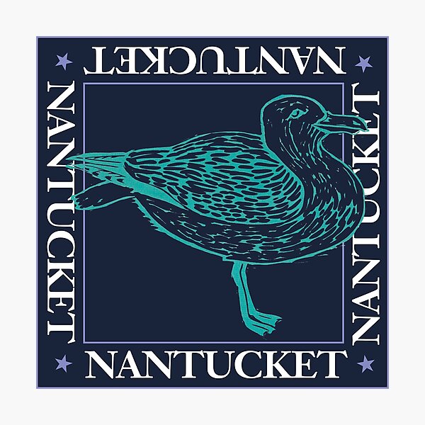 Item preview, Nantucket Island graphic with gull designed and sold by HelenDBVickers.