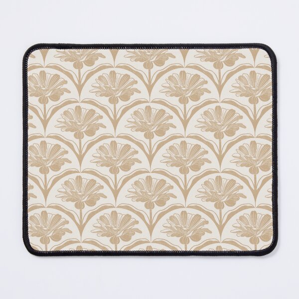 Item preview, Floral Scallop Block Print Pattern - Ibis White & Dromedary Camel designed and sold by chrisdembinski.