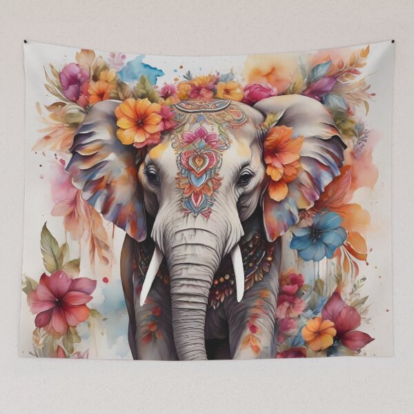 Item preview, Floral Elephant - Boho Chic Art designed and sold by SolaoLab.