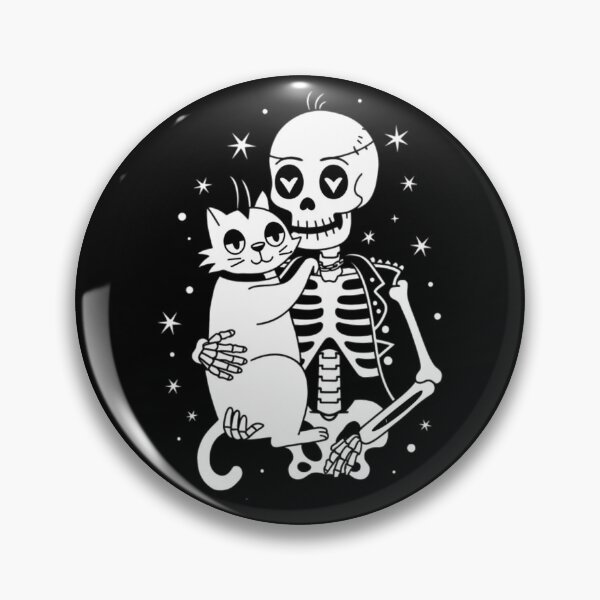 Vista previa del artículo con la obra «Lindo Esqueleto Abrazando Gato – Buenas Noches Gothic », diseñado y vendido por Moad Fahim.