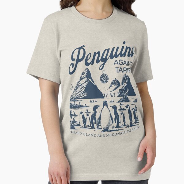 Vista previa del artículo con la obra «Pingüinos contra los aranceles», diseñado y vendido por DanielleBestOne.
