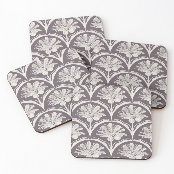 Item preview, Floral Scallop Block Print Pattern - Expressive Plum & Ibis White  designed and sold by chrisdembinski.