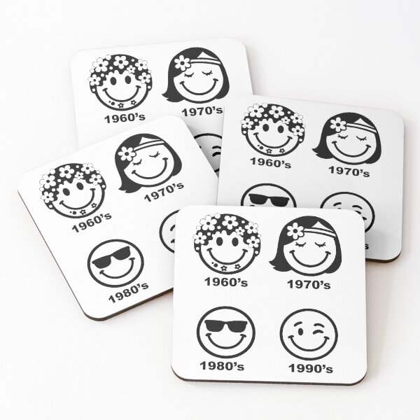 Item preview, Emoji Decades. 60's 70's 80's 90's. Black & White designed and sold by Shoot-The-Moon.