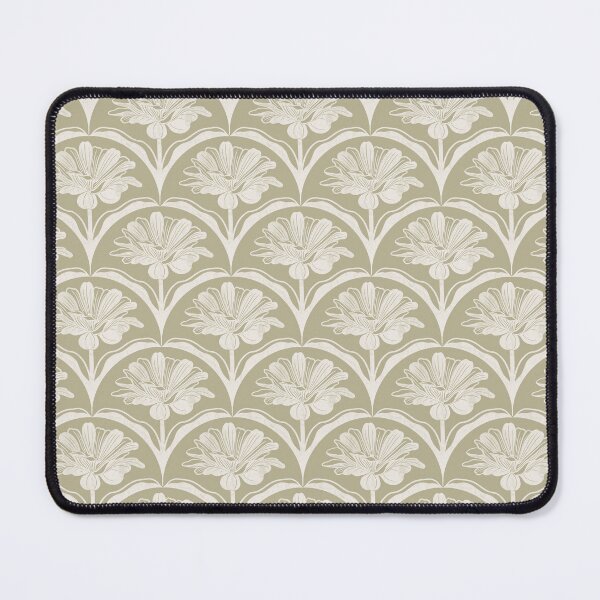 Item preview, Floral Scallop Block Print Pattern - Koi Pond & Ibis White designed and sold by chrisdembinski.