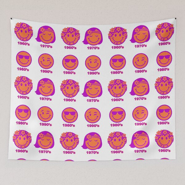 Item preview, Emoji Decades. 60's 70's 80's 90's. Orange & Pink designed and sold by Shoot-The-Moon.
