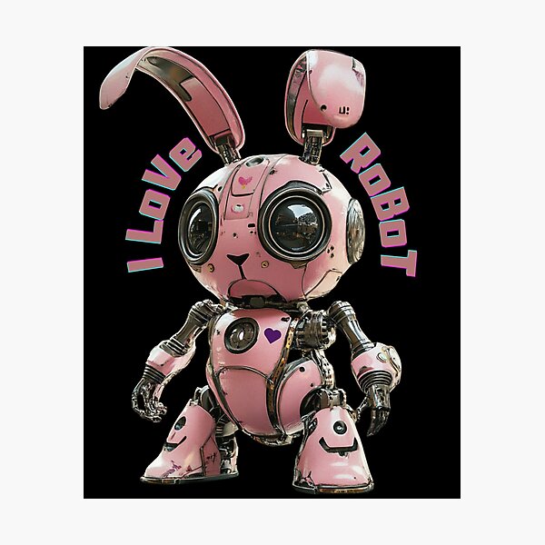Item preview, I Love Robots – Cute Pink Robot Bunny designed and sold by ProDesignByMK.