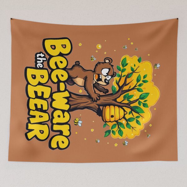 Item preview, Bee-ware the Beear – Funny Bear & Beehive Cartoon designed and sold by SteadyRolling.