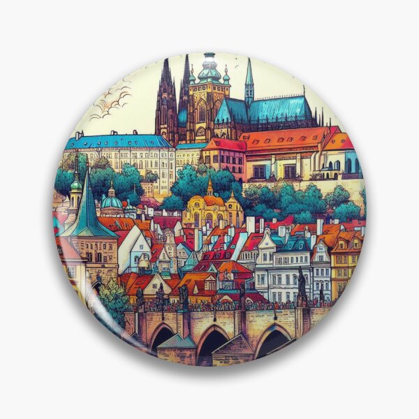 Item preview, Vibrant Prague Comic Style Design – Perfect for Travel Lovers, Czech Republic Fans, and Vacation Accessories designed and sold by knalpot-design.