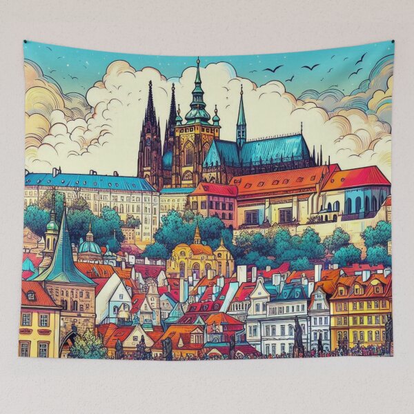 Item preview, Vibrant Prague Comic Style Design – Perfect for Travel Lovers, Czech Republic Fans, and Vacation Accessories designed and sold by knalpot-design.