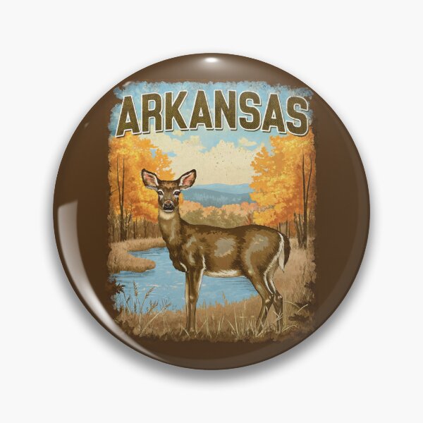 Item preview, Arkansas Fall Deer – Vintage Forest Wildlife Poster designed and sold by PastEcho.
