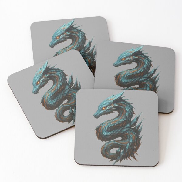 Item preview, Serpent Dragon mythical creature. Jade & Orange. designed and sold by Shoot-The-Moon.