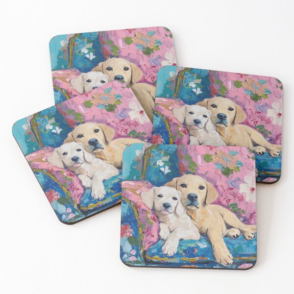 Item preview, Grandmillennial art, Mother and daughter, whimsical Labrador art designed and sold by SophieClimaArt.