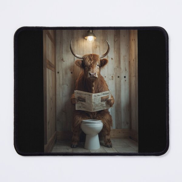 Item preview, Highland Cow Reading Newspaper on Toilet designed and sold by vk09.