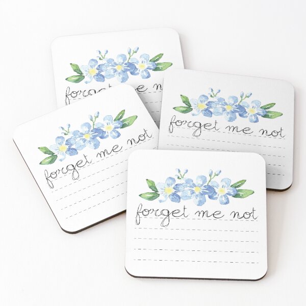 Item preview, watercolor forget me not flower with dashed line note  designed and sold by storieslanguage.
