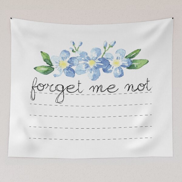 Item preview, watercolor forget me not flower with dashed line note  designed and sold by storieslanguage.