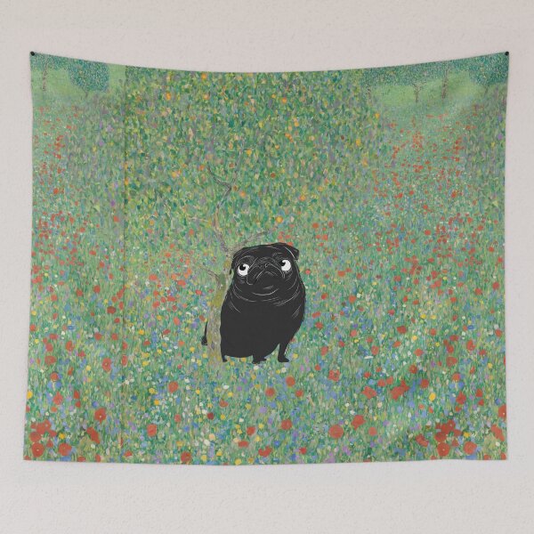 Item preview, Pug in Klimt’s Flower Field designed and sold by MidCenturyStore.