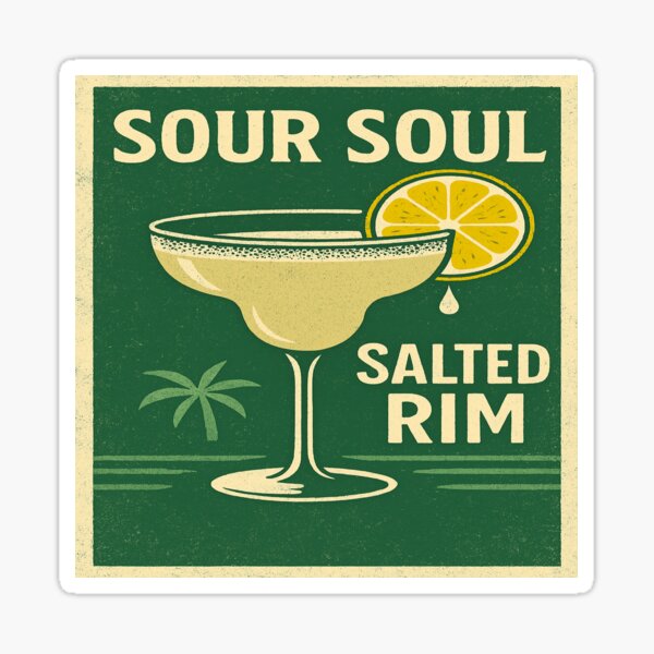 Item preview, Sour Soul, Salted Rim – Vintage Margarita Art designed and sold by NeatAndSip.