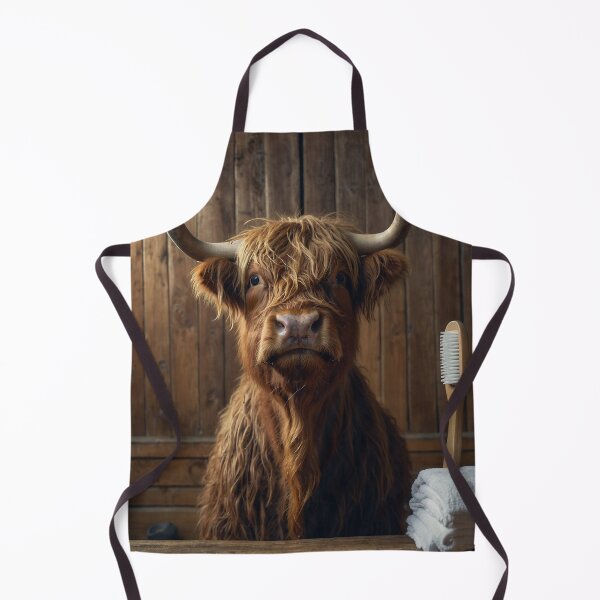 Item preview, Highland Cow in Rustic Bathroom with Toothbrush designed and sold by vk09.