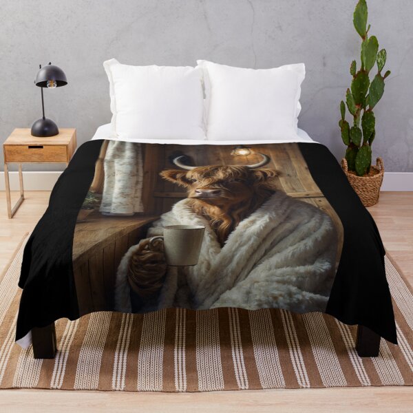 Item preview, Highland Cow in Blanket Holding Mug designed and sold by vk09.