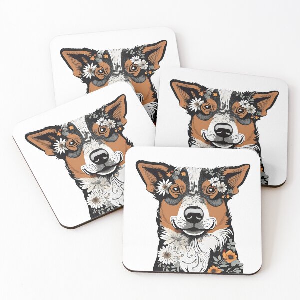Item preview, Floral Silhouette of an Australian Cattle Dog designed and sold by GoodyPaws.