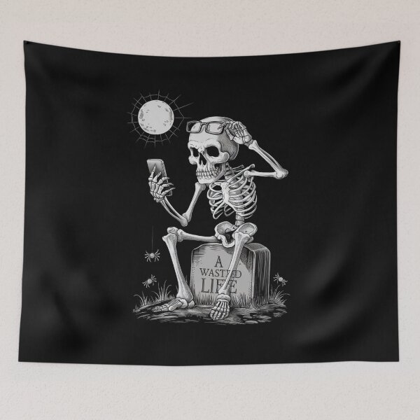 Item preview, A Wasted Life - Dark Humorous Skeleton   designed and sold by Moad Fahim.