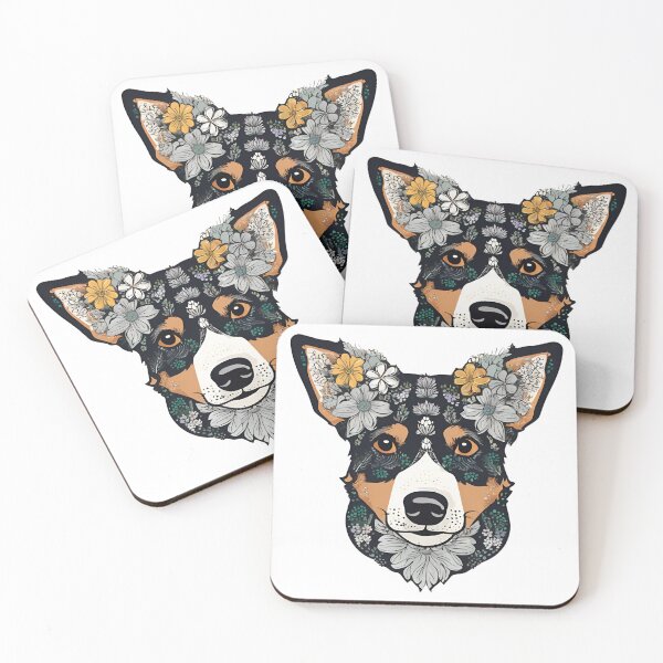 Item preview, Floral Silhouette of an Australian Cattle Dog designed and sold by GoodyPaws.