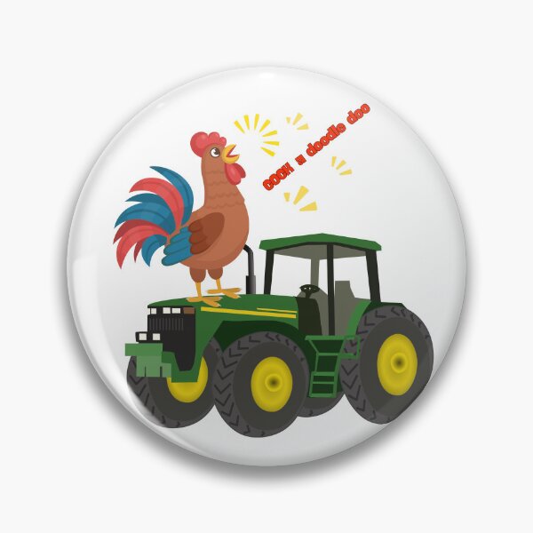 Artikelvorschau, Hahn kräht auf einem grün-gelben Traktor entworfen und verkauft von LaUnArt.