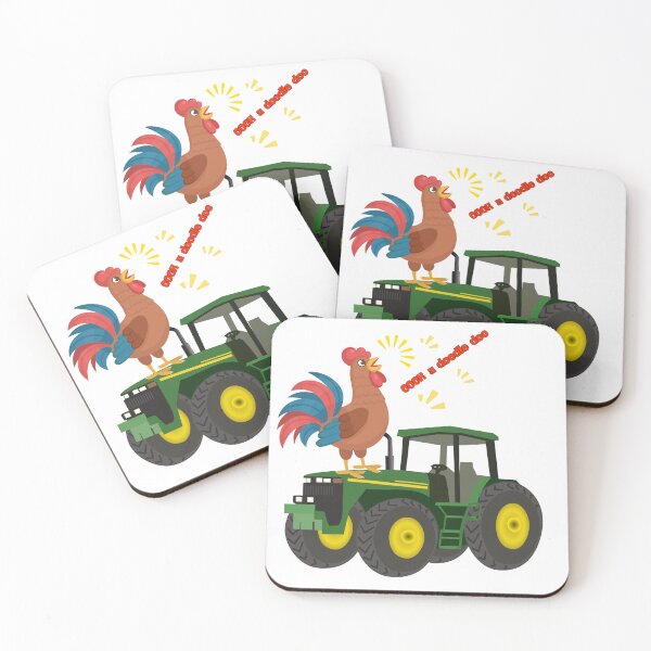 Item preview, Rooster crowing on a green and yellow tractor designed and sold by LaUnArt.