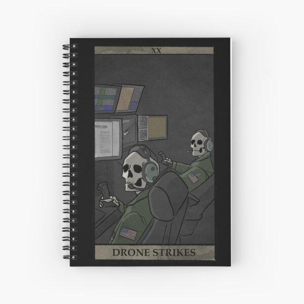 Aperçu de l'œuvre LL Memes Drone Strikes - Cahier à spirale créée et vendue par cross.words.