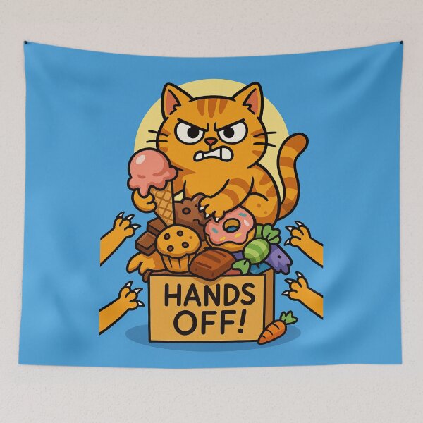 Item preview, Angry Cat Defends Sweets Hands Off designed and sold by memememescat.