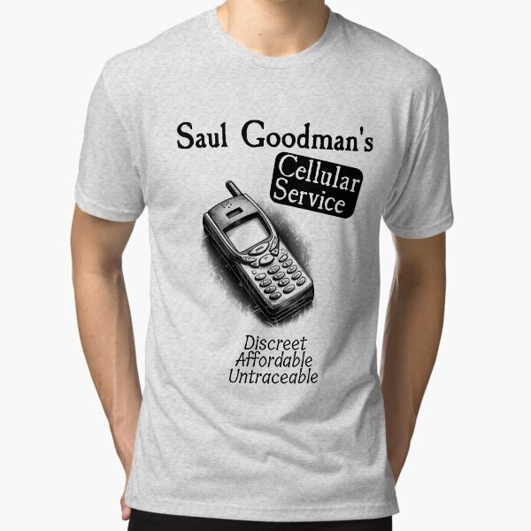 Vista previa del artículo con la obra «Camiseta de Saul Goodman con servicio celular, camiseta de Saul Goodman con teléfono quemador, camiseta de Better Call Saul», diseñado y vendido por Silent-Creek.