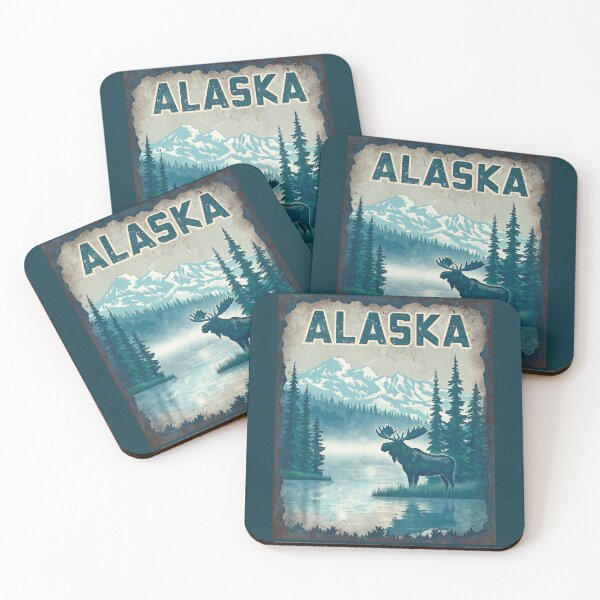 Item preview, Alaskan Moose by Lake – Vintage Wilderness Poster designed and sold by PastEcho.