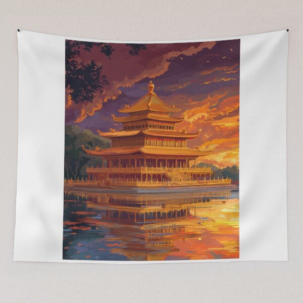 Item preview, Golden Asian Temple at Sunset designed and sold by AchaRat.