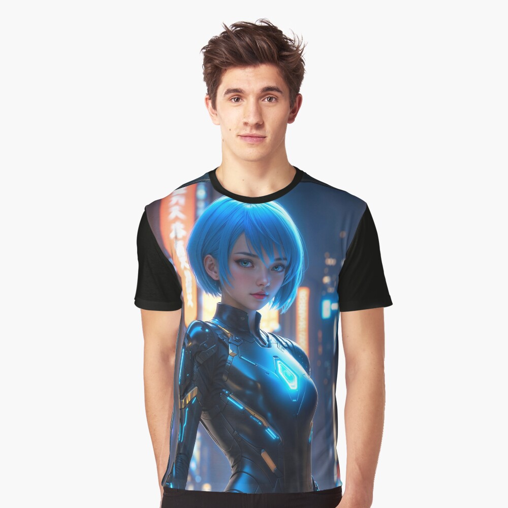 Kiyomi Lenclair, The Silent Tracker of the Neon Metropolis AI Concept Art by Xzendor7 | An Alluring Midnight Maven 3 Kiyomi Lenclair, The Silent Tracker of the Neon Metropolis Alluring AI Concept Art by Xzendor7 Decorative Art Print Graphic T-Shirt