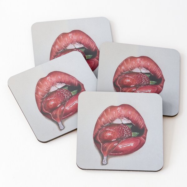 Item preview, Sensual Strawberry Lips | Realistic Colored Pencil Drawing designed and sold by Blueangelgal.