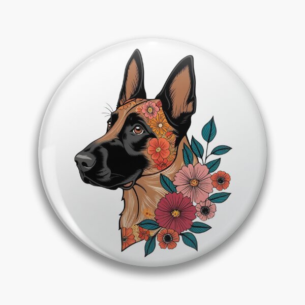 Item preview, Floral Silhouette of a Belgian Malinois designed and sold by GoodyPaws.