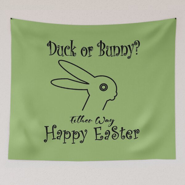 Item preview, Duck or Bunny? Either Way, Happy Easter – Fun Minimal Easter Design | black designed and sold by ZechJohnRB.