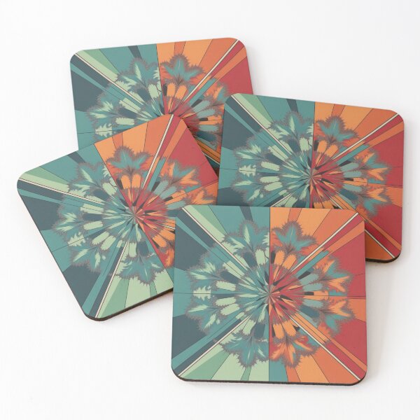 Item preview, Retro Fractal Starburst in Teal and Terracotta designed and sold by Harmonic_Layers.