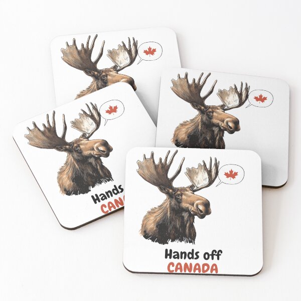Item preview, Canadian Moose Protest Illustration with Hands Off Canada Message designed and sold by VikArt7.