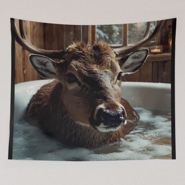Item preview, Deer Relaxing in Cozy Winter Bath designed and sold by vk09.