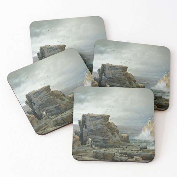 Item preview, Vintage Seascape Rocky Coast Painting 19th Century  designed and sold by Seascapesnmore.