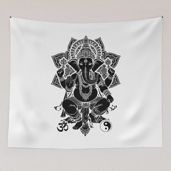 Item preview, Yoga Elephant God Ganesh Ganesha Indian Om Yin Yang Mandala designed and sold by GrandeDuc.