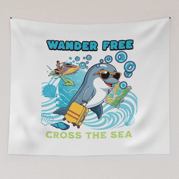 Item preview, Wander Free Dolphin – Ocean Travel Adventure Cartoon Design designed and sold by Furr-n-Purr.