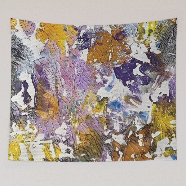 Item preview, Whispers of Spring – Dreamy Abstract Floral Texture in Violet and Gold. Prints, stickers, idea gifts. designed and sold by IrinaBaranova.