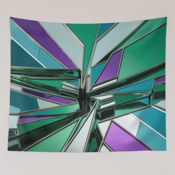 Item preview, Shattered Mirror Abstract in Alpine Teal and Violet designed and sold by Harmonic_Layers.
