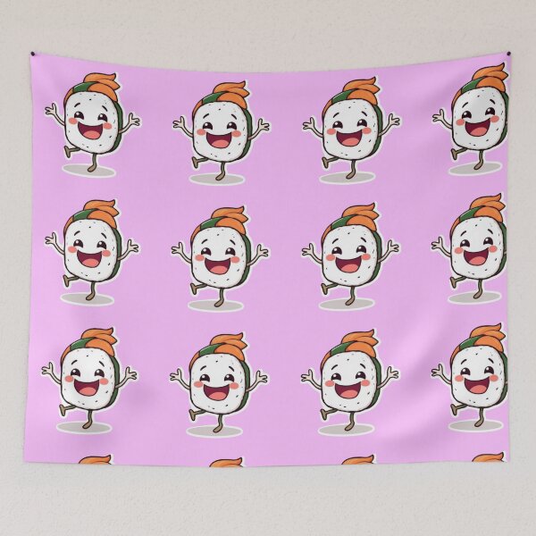 Item preview, Happy Sushi Roll Sticker: Joyful Japanese Food Art designed and sold by My-Hoodies.