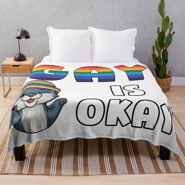 Item preview, Gay Is Okay Typography – Cute Otter in Colorful Hat designed and sold by Sensepiphoria.
