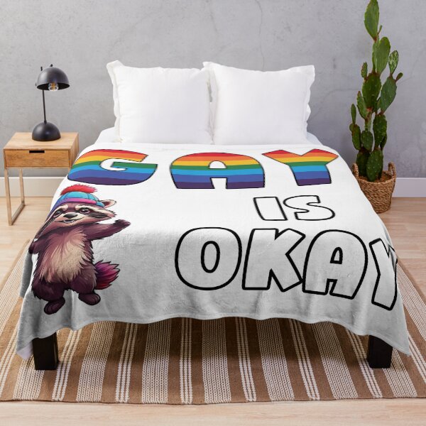 Item preview, Gay Is Okay text – Raccoon in colorful Hat designed and sold by Sensepiphoria.