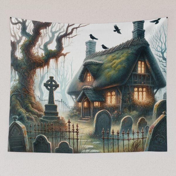 Item preview, Gothic Cottage Beside the Forgotten Graves designed and sold by ArtFreshStudio.